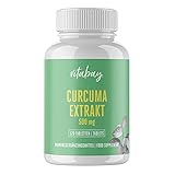 Vitabay Curcuma Extrakt • Curcumingehalt EINER Tablette entspricht dem von ca. 25.000mg Kurkuma • 120 vegane Tabletten • mit Bioperin