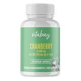 Vitabay Cranberry Extrakt 10.000 mg • 90 vegane Kapseln • Mit 10% PAC (Proanthocyanididen) • Rein biologisch • Hochdosiert • Geprüft auf Reinheit • Made in Germany