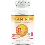 Vitamin B12 Vegan - 365 Lutschtabletten mit Himbeergeschmack - Premium: Aktives Methylcobalamin - Laborgeprüft (Wirkstoffgehalt & Reinheit) - Hochdosiert