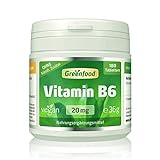 Vitamin B6, 20 mg, hochdosiert, 180 Tabletten - Gut für die Bildung roter Blutkörperchen und zur Verringerung von Mudigkeit. OHNE künstliche Zusätze. Ohne Gentechnik. Vegan.