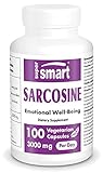 Supersmart - Sarcosine 3000 mg pro Portion - Nootropikum - Stimmungsaufheller - Großartige Quelle für Gehirnnahrung | Nicht GVO & keine Füllstoffe - 100 vegetarische Kapseln