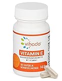 Vihado Vitamin E – veganes Nahrungsergänzungsmittel mit Vitamin E hochdosiert – kontrollierte Qualität aus Deutschland – ohne unerwünschte Zusätze – 90 Kapseln