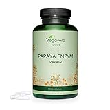 PAPAYA Enzym Vegavero ® | HOCHDOSIERT: 1500 mg reines Papain pro Tagesdosis | Hohe Enzymaktivität: 100.000 units/g | Natürlich aus Papaya | 120 Kapseln | Vegan & Ohne Zusätze