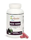 Vihado Acai 18000 – hochdosierter Acaibeeren-Extrakt mit wertvollen Pflanzenstoffen – enthält natürliches Vitamin C – pflanzliches Nahrungsergänzungsmittel ohne Zusätze – 150 Kapseln