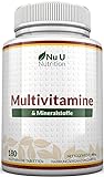 Vitamine & Mineralien | Männer & Frauen | 24 Multivitamine & Mineralstoffe in einer Tablette | Versorgung für bis zu 1 Jahr | für Vegetarier geeignet 365 Tabletten | von Nu U Nutrition