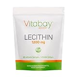 Vitabay Lecithin 1200 mg • 120 vegane Softgels • Hochdosiert • Sojalecithin • Ohne Gentechnik • Rein biologisch • Natürliche Zutaten • Made in Germany