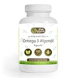 Omega 3 Algenöl Kapseln - Vegan & Hochdosiert – 180 Kapseln á 500mg Algen-Öl - Natürliches Antioxidant & Astaxanthin - Reich an Omega Fettsäuren - Hoher Gehalt an DHA