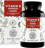 NATURE LOVE® Vitamin B Komplex Forte - Mit 500 µg Vitamin B12 pro Tagesdosis - 180 Kapseln (6 Monate). Mit bio-aktiven Vitamin B Formen - bis zu 10-fach höher dosiert als andere Vitamin B Komplexe